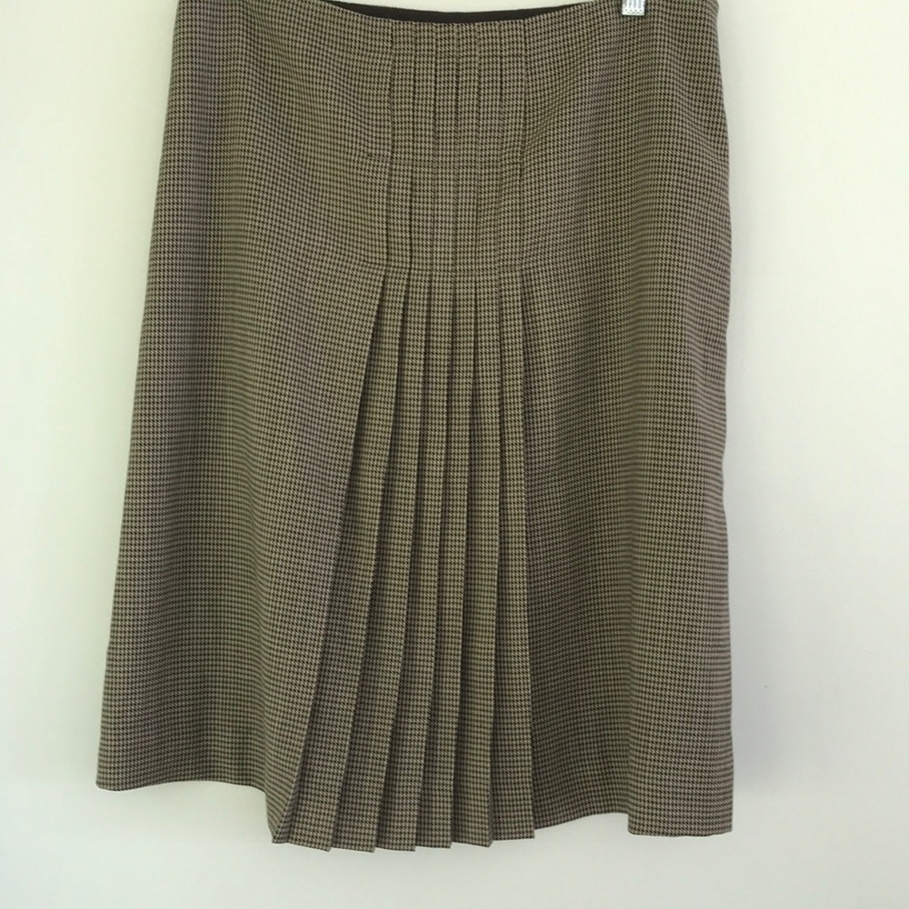 Ellen Tracy Classic Pleated A-Line Knee Skirt in Brown Houndstooth Deadstock 8